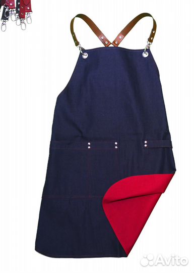 Фартук двусторонний с кожаными ремнями