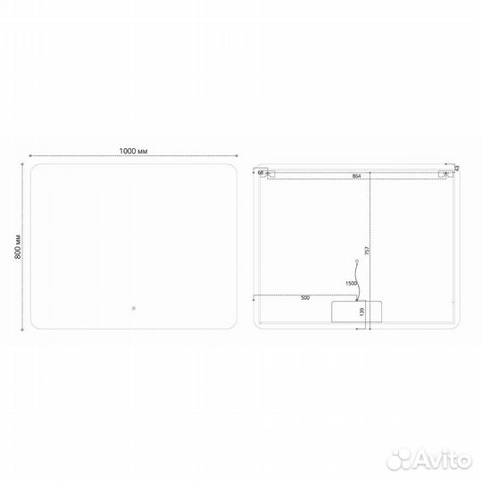Зеркало Vincea VLM-3BE100 1000х800 c сенсорным вык