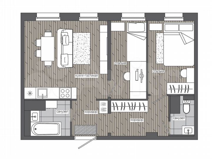 2-к. квартира, 48,9 м², 6/19 эт.