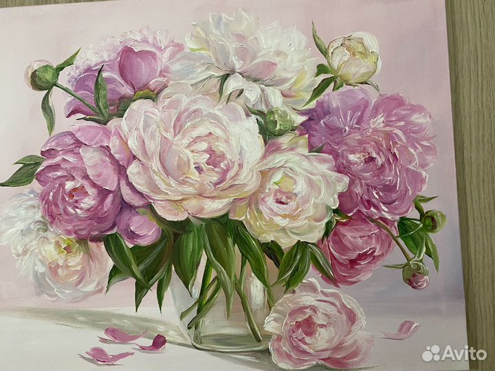 Букет пионов. Картина маслом