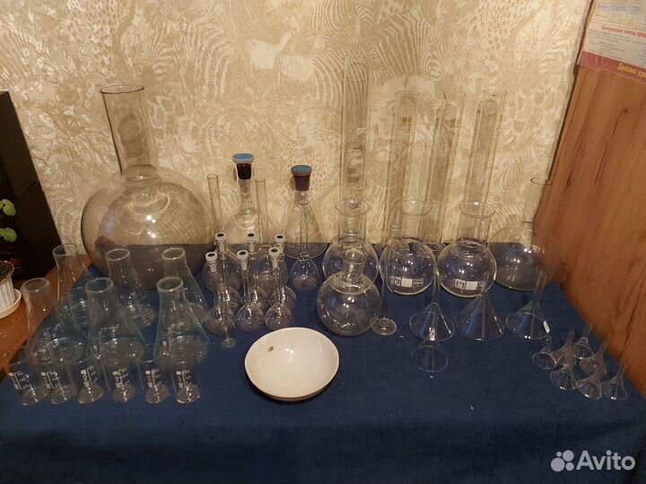 Химическая посуда, пробирки, чашки Петри, штативы