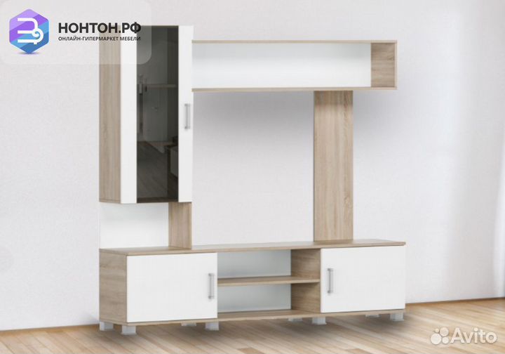 Стенка Соло-7 дуб сонома светлый / белый