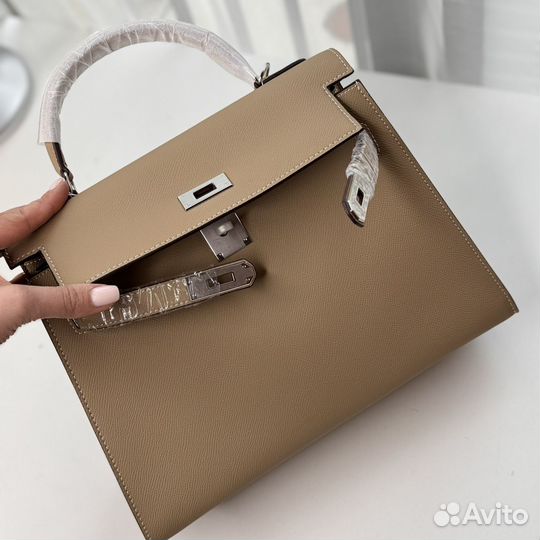 Сумка Hermes Kelly 32 натуральная кожа бежевая