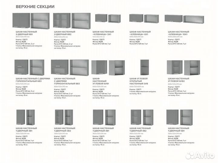 Кухня Афина айс Тумба 6М1 корп белый, фасад 6М1