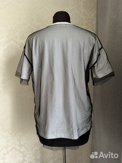 Футболка женская белая с черной сеточкой М