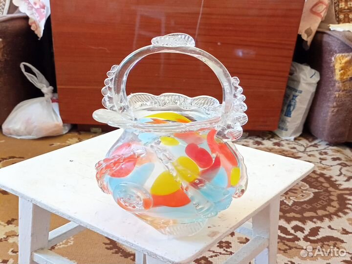 Ваза Конфетница цветное стекло