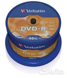 DVD-R диск 16х Verbatim 4.7 Гб Printable, 50 диско