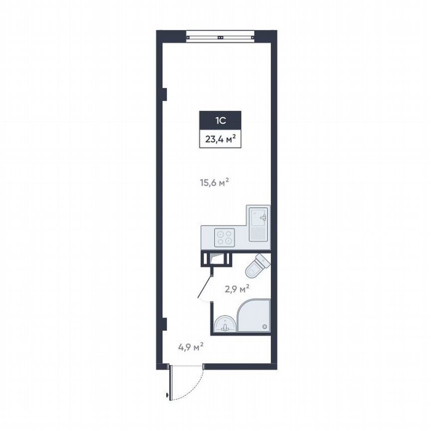 Квартира-студия, 23,4 м², 11/18 эт.
