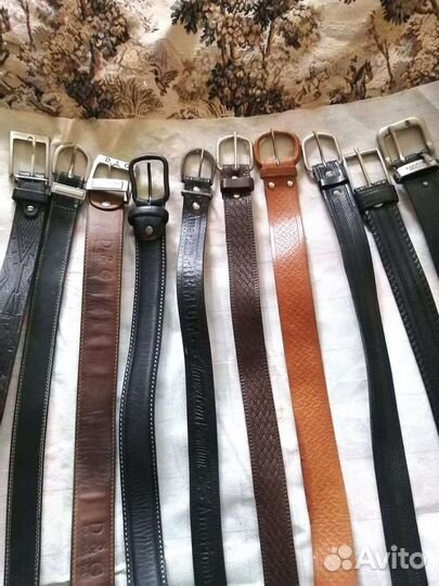 Ремни мужские кожаные, нат. кожа, 16 шт