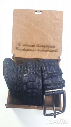 Ремень из натуральной кожи тиснение Рептилия