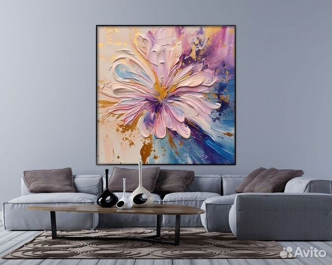 Картина маслом объёмный цветок Музейное качество
