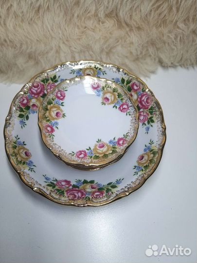 Большая тарелочка И 6 розеток германия Винтаж