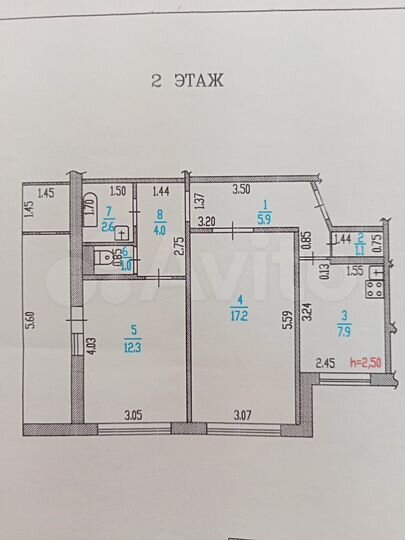 2-к. квартира, 56 м², 2/10 эт.