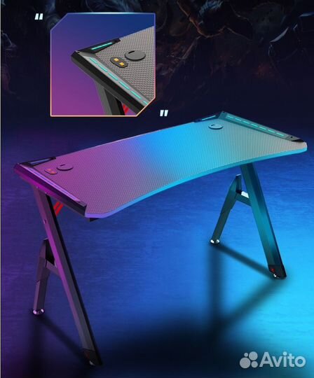 Компьютерный стол с RGB подсветкой 140 см