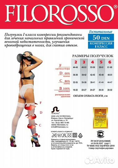 Компрессионные чулки 1 класс 4 размер