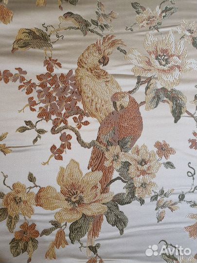 Ткань жаккард Попугаи коралл