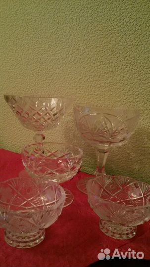 Вазочки конфетницы креманки хрусталь из СССР 7 шт