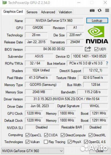 Asus GeForce GTX 960 2GB