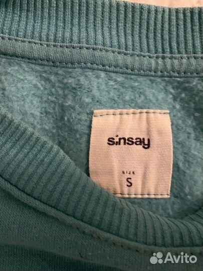 Укороченная толстовка Sinsay, бирюзовый цвет