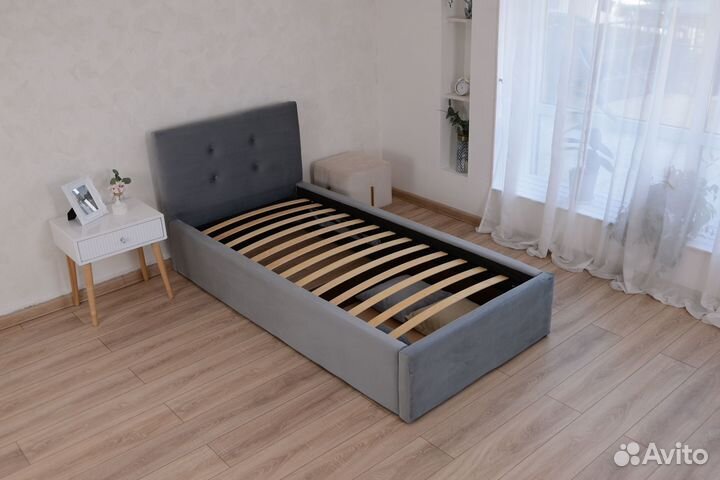 Кровать с матрасом 90х200 Роза велюр