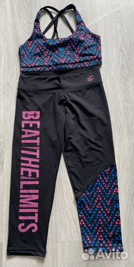 Лосины и топ спорт Blue Fish чёрный цветной р.S