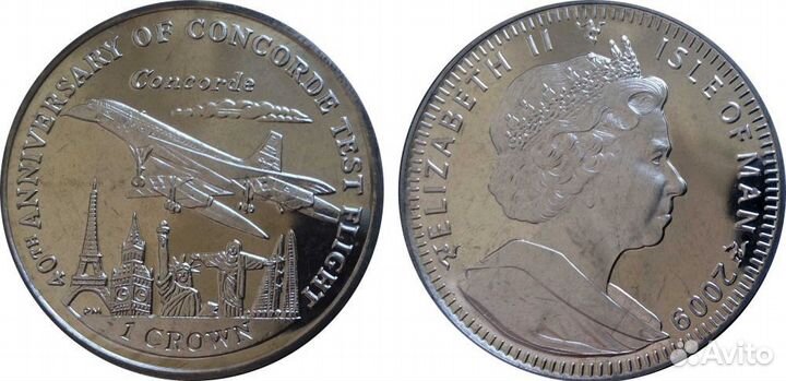 Остров Мэн 1 крона - Конкорд UNC