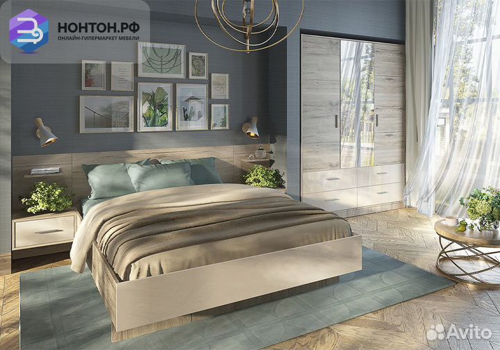 Спальня Лациа №1 дуб санремо / крем бежевый
