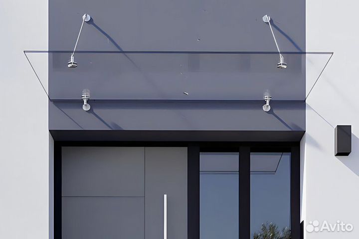 Стеклянный козырек на подвесах