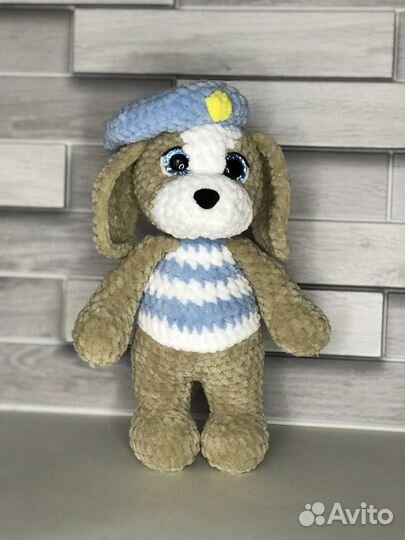 Плюшевая вязаная игрушка Пёсик Рекс