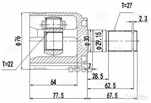 Шрус hyundai solaris 10/solaris 17/KIA RIO 11