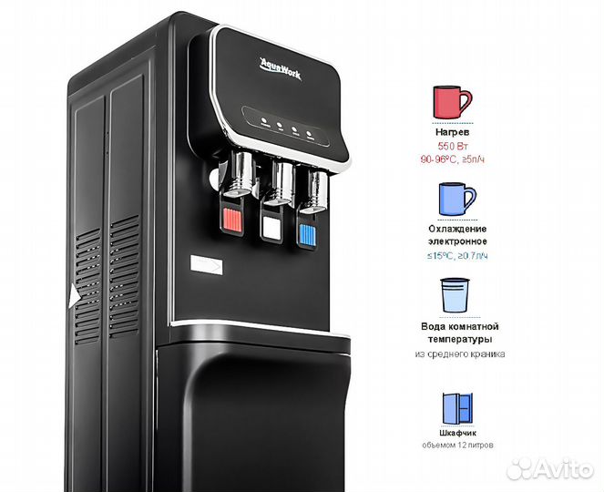 Кулер для воды Aqua Work V93-W черный со шкафчиком