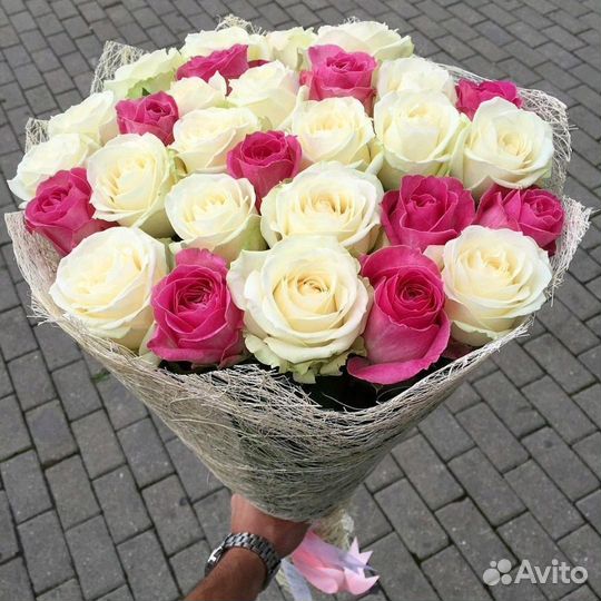 Букет Розы белые и розовые Микс Доставка