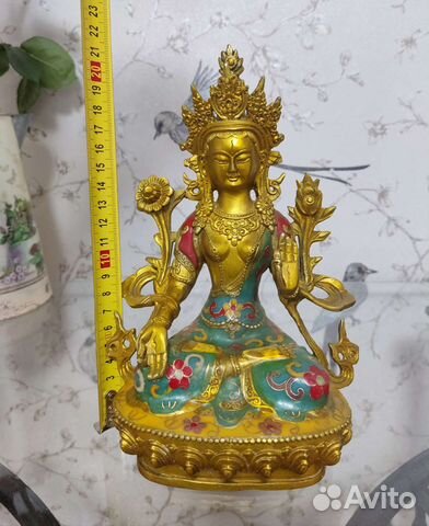 Статуэтка Будды Белая Тара старинная Клуазоне