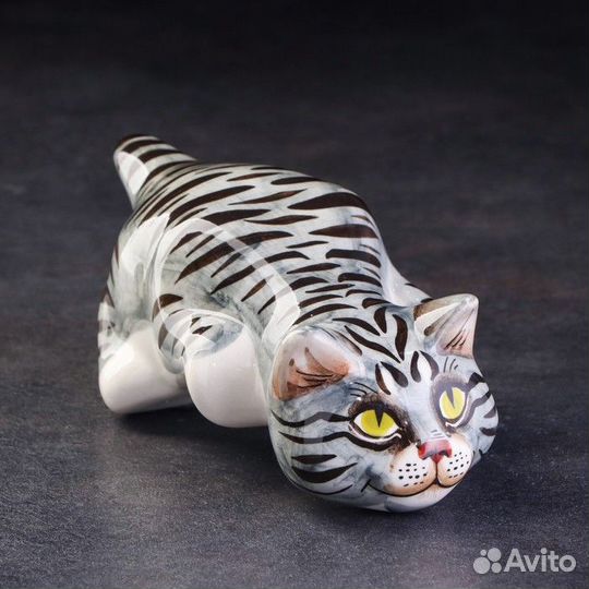 Статуэтка фарфоровая 'Кот Барсик серый', 20 см