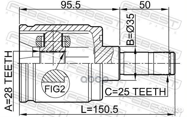 ШРУС внутренний правый 28x35x25 (honda integra