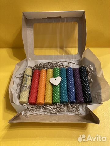 Свечи медовые. Чакровый набор 9шт