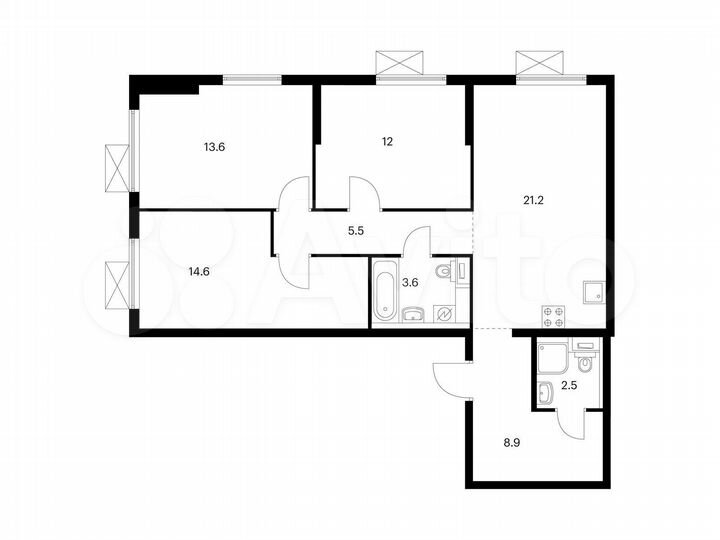 3-к. квартира, 81,9 м², 13/25 эт.