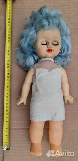 Кукла Мальвина 34 см винтаж СССР голубые волосы
