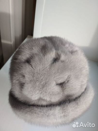 Шапка голубая норка