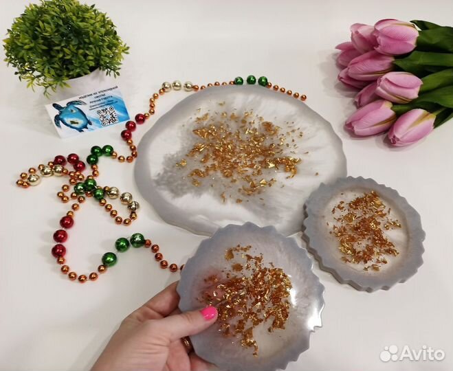 Поднос из эпоксидной смолы и подставка