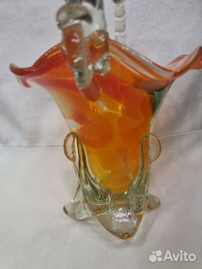 Ваза конфетница цветное стекло СССР