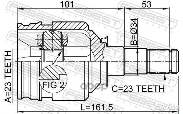 ШРУС внутренний 23x34x23 (toyota corolla CE120