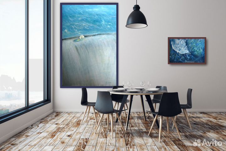 Картина маслом на холсте большая абстракция пейзаж