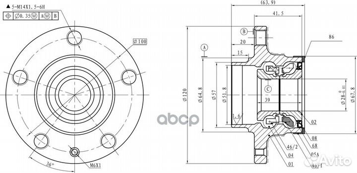 Ступица колеса в сборе VAG A1/Fabia II/Polo 01-09