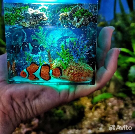 Ночник - лампа, светильник куб из эпоксидной смолы