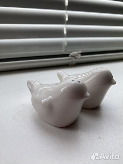 Керамика 2 солонки в форме птичек, соль и перец