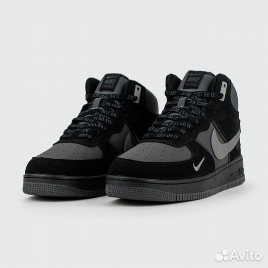 Nike Air Force 1 Mid Black / Grey with Fur