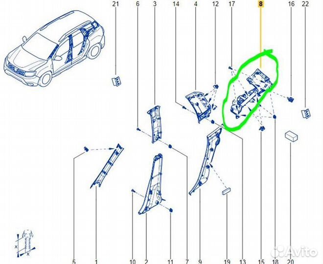 Обшивка задняя левая Renault Duster HJD