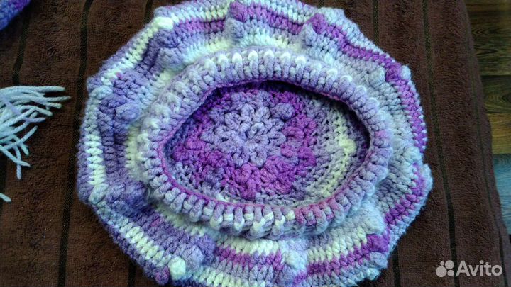 Комплект берет шарф вязаные