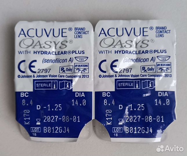 Линзы контактные -1.25 Acuvue Oasys